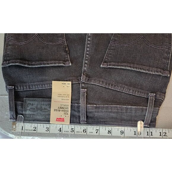 Levi's Womens 24 Black High Rise Super Skinny Ankle Jeans with Studded Ankle NWT - Picture 10 of 15